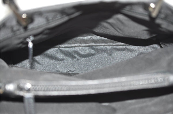 Authentic GUCCI Vintage Bamboo Hand Bag GG Nylon Leather 0021010 Black 1833I