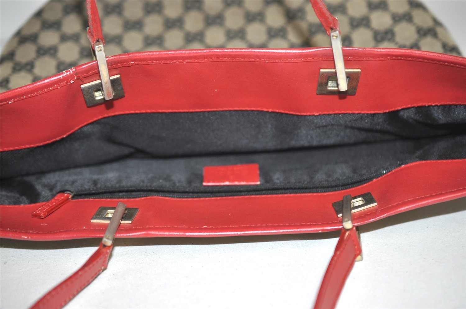 Authentic GUCCI Vintage Shoulder Tote Bag GG Canvas Leather 0021098 Black 1834I