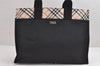 Authentic BURBERRY Vintage Nova Check Nylon Tote Hand Bag Black 1834J