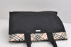 Authentic BURBERRY Vintage Nova Check Nylon Tote Hand Bag Black 1834J