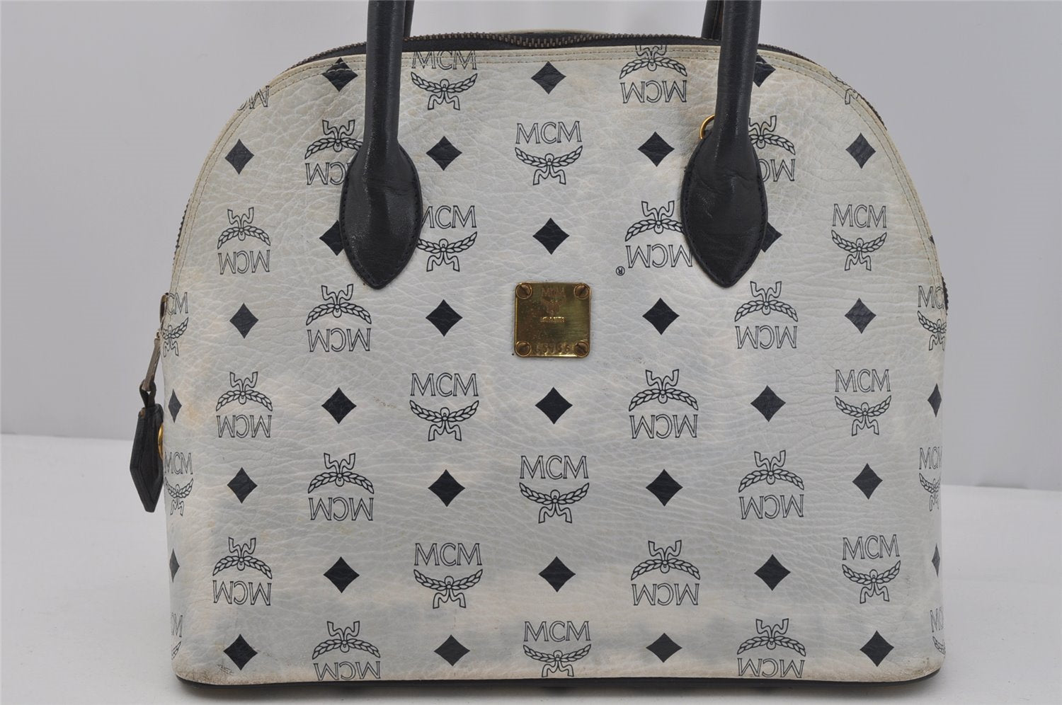 Authentic MCM Vintage Leather 2Way Shoulder Hand Bag Purse White 1835J