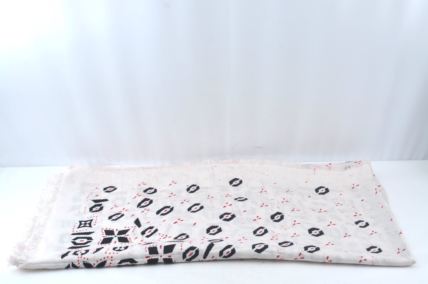 Authentic Louis Vuitton Monogram Graphic Stole Silk Wool White MP1625 Junk 1835K