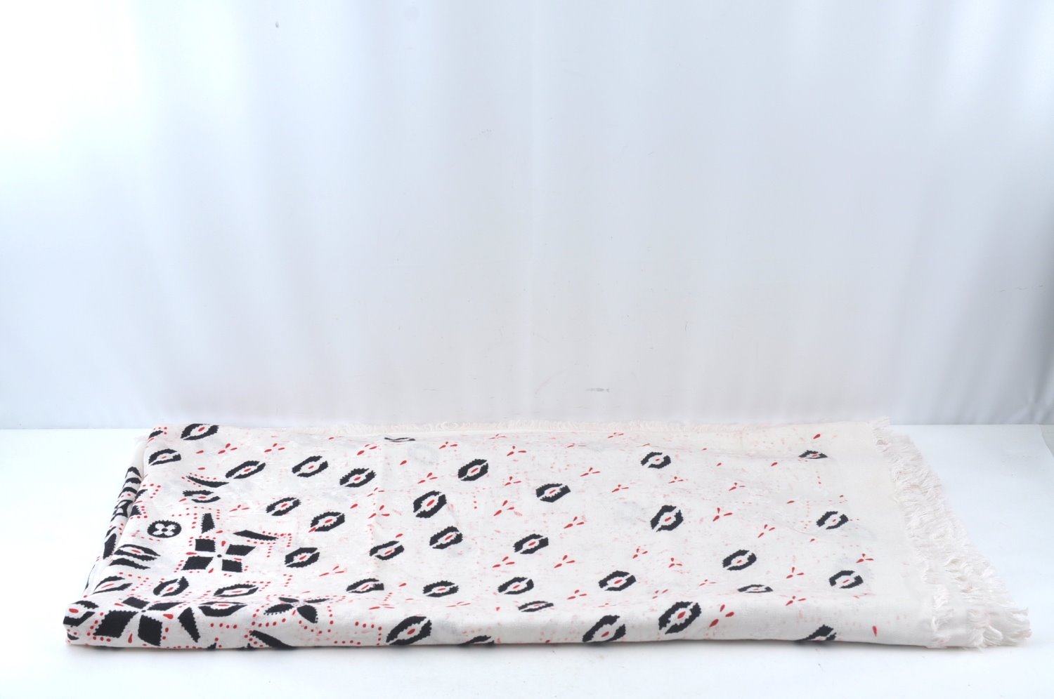 Authentic Louis Vuitton Monogram Graphic Stole Silk Wool White MP1625 Junk 1835K