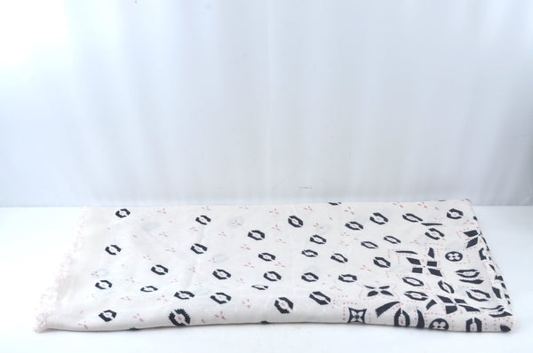 Authentic Louis Vuitton Monogram Graphic Stole Silk Wool White MP1625 Junk 1835K