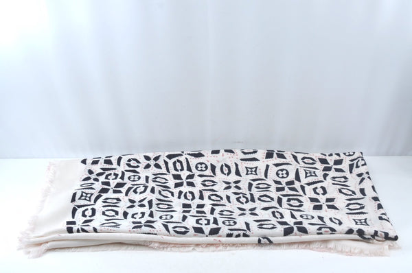 Authentic Louis Vuitton Monogram Graphic Stole Silk Wool White MP1625 Junk 1835K