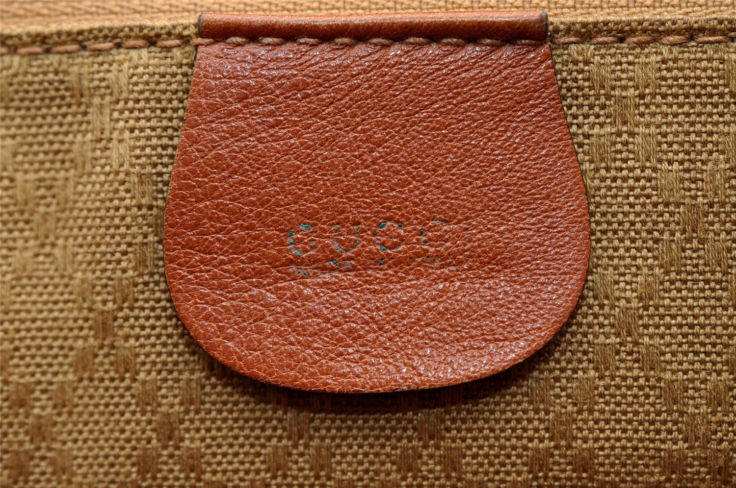 Authentic GUCCI Vintage Bamboo Drawstring Backpack Leather Brown 1836I