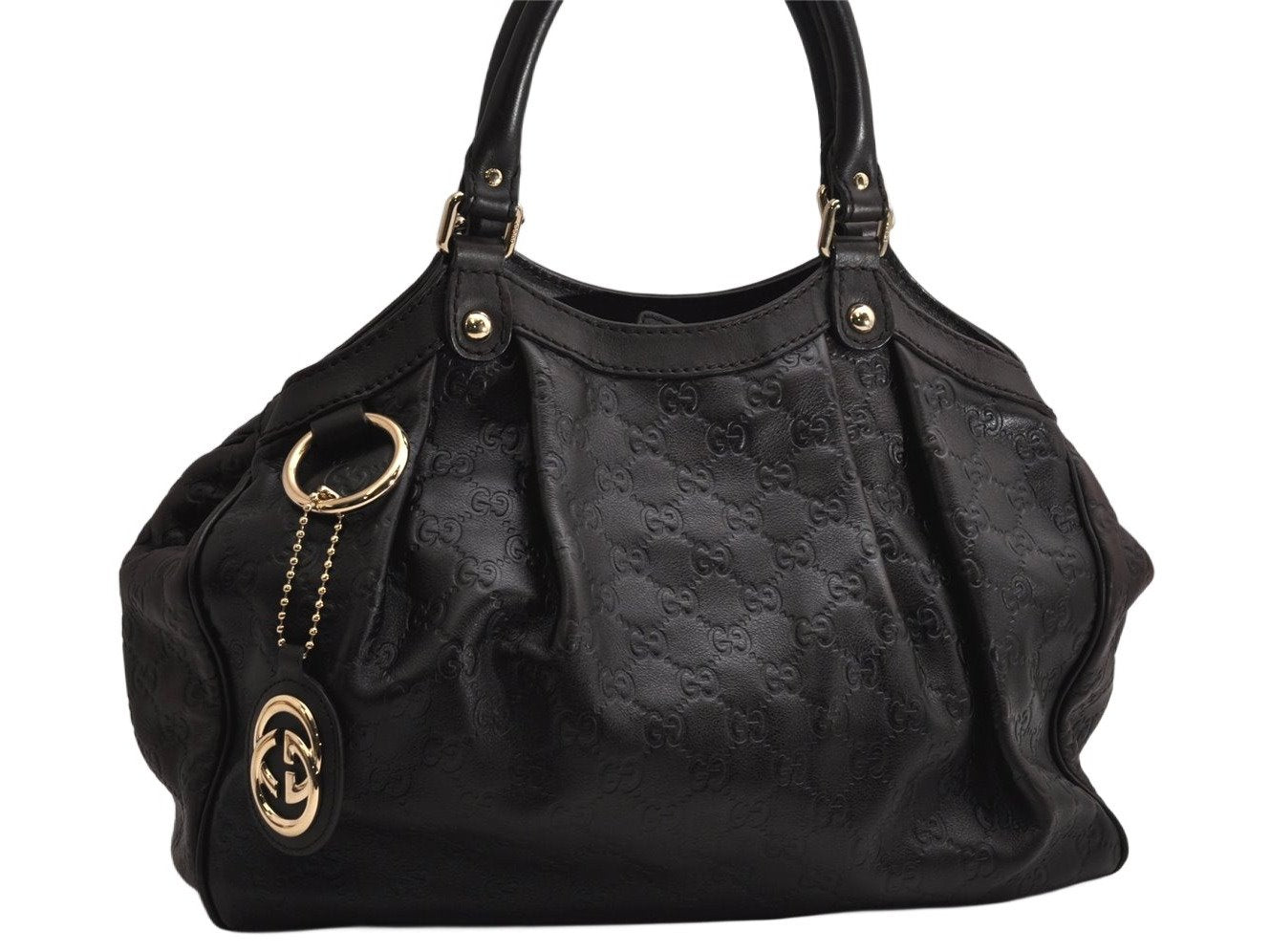 Authentic GUCCI Guccissima Sukey Shoulder Tote Bag GG Leather 211944 Brown 1837K