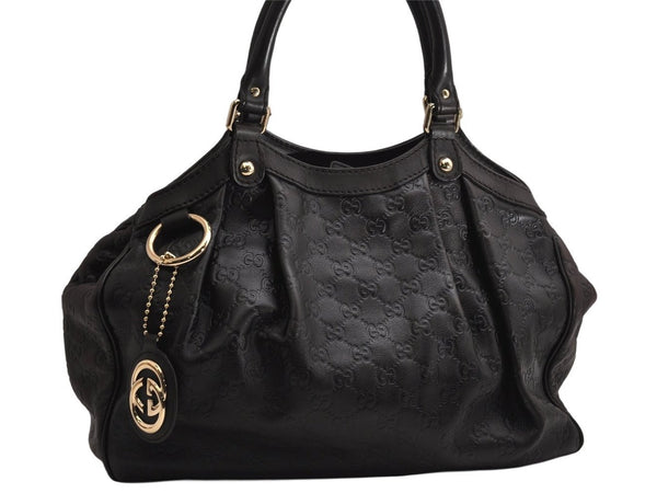 Authentic GUCCI Guccissima Sukey Shoulder Tote Bag GG Leather 211944 Brown 1837K