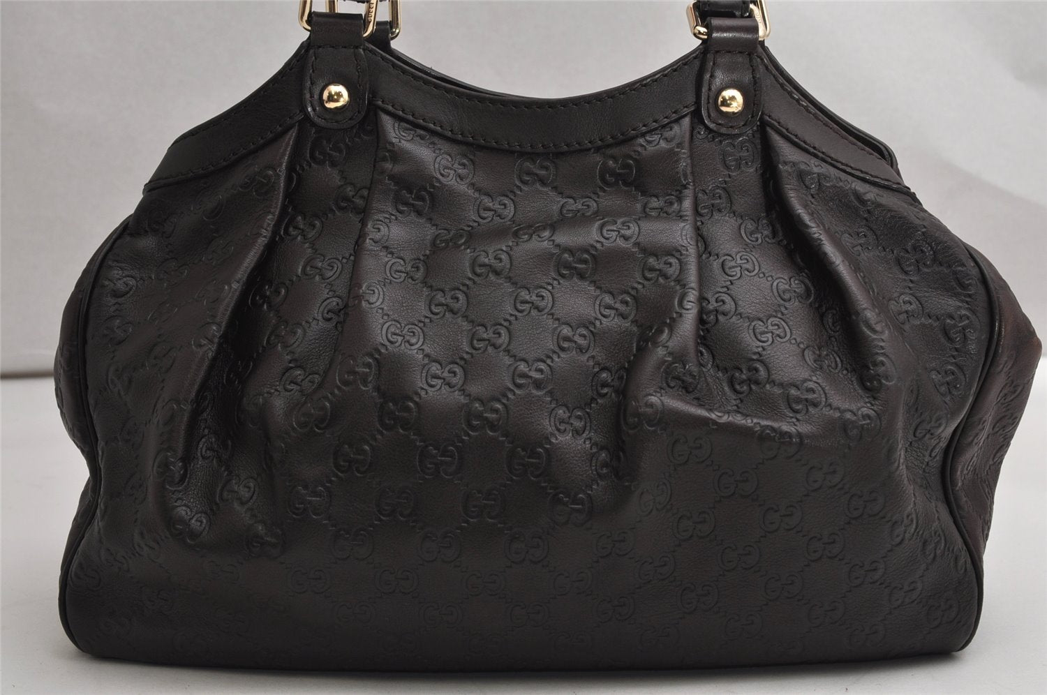 Authentic GUCCI Guccissima Sukey Shoulder Tote Bag GG Leather 211944 Brown 1837K