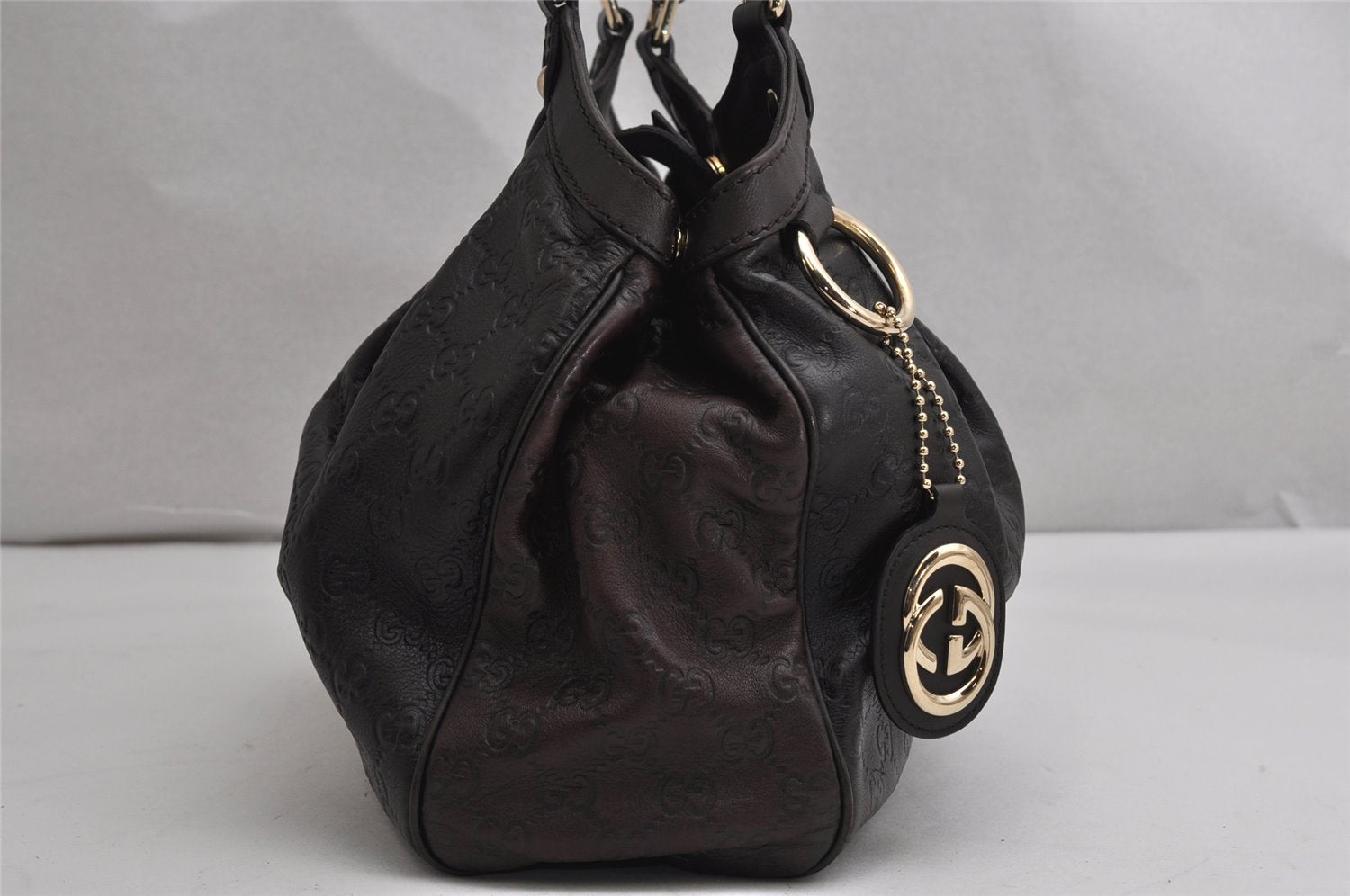 Authentic GUCCI Guccissima Sukey Shoulder Tote Bag GG Leather 211944 Brown 1837K