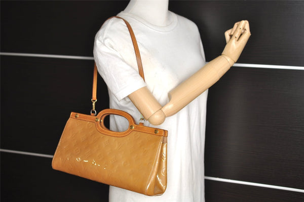 Authentic Louis Vuitton Vernis Roxbury Drive 2Way Hand Bag Beige M91372 LV 1839I