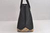 Authentic BURBERRY BLUE LABEL Check Hand Tote Bag Nylon Leather Black 1839J