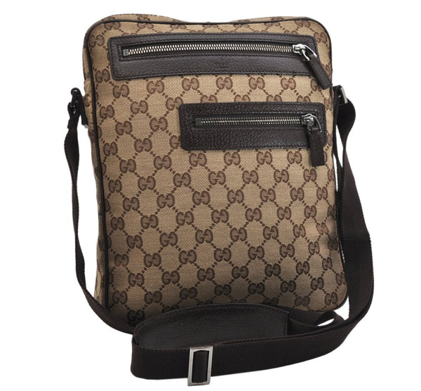 Authentic GUCCI Shoulder Cross Body Bag GG Canvas Leather 92551 Brown 1839K