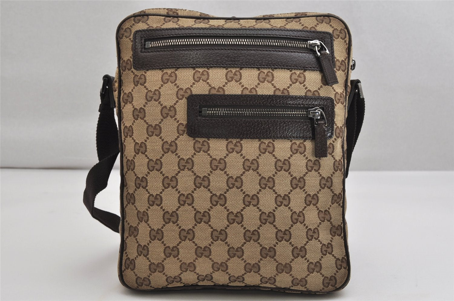 Authentic GUCCI Shoulder Cross Body Bag GG Canvas Leather 92551 Brown 1839K