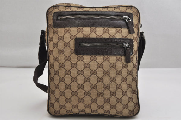 Authentic GUCCI Shoulder Cross Body Bag GG Canvas Leather 92551 Brown 1839K