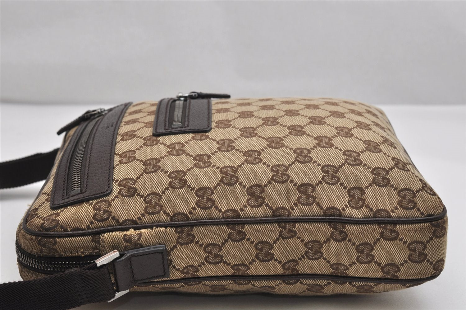 Authentic GUCCI Shoulder Cross Body Bag GG Canvas Leather 92551 Brown 1839K