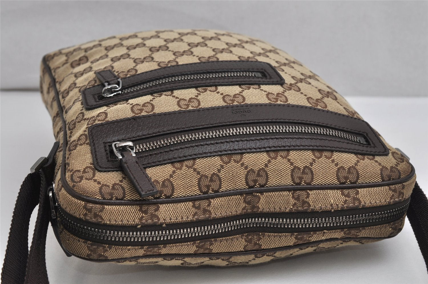 Authentic GUCCI Shoulder Cross Body Bag GG Canvas Leather 92551 Brown 1839K