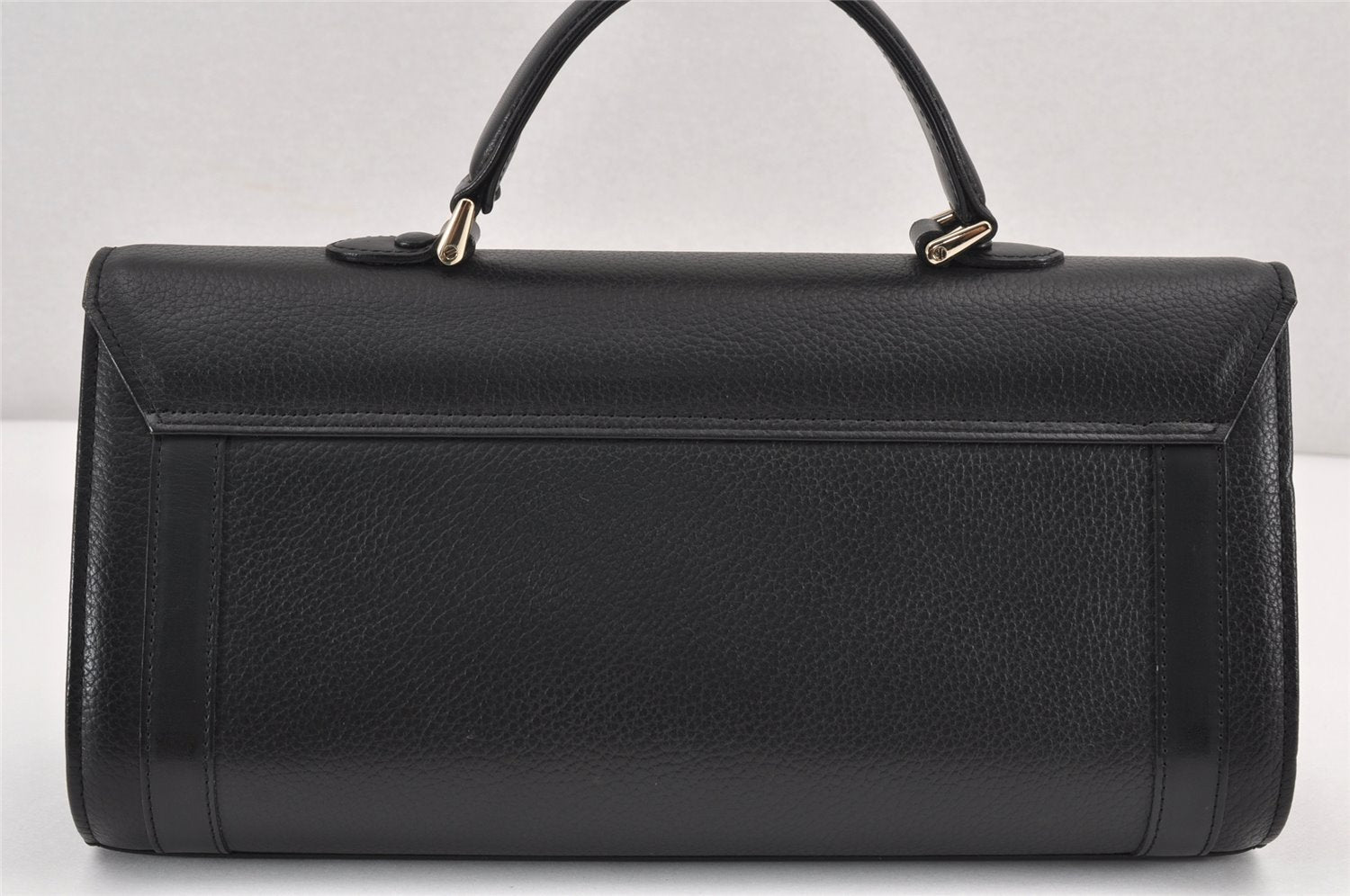 Authentic Burberrys Vintage Leather Hand Bag Purse Black 1840K