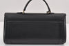 Authentic Burberrys Vintage Leather Hand Bag Purse Black 1840K