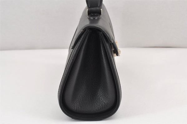 Authentic Burberrys Vintage Leather Hand Bag Purse Black 1840K