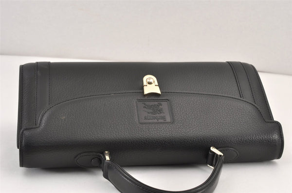 Authentic Burberrys Vintage Leather Hand Bag Purse Black 1840K