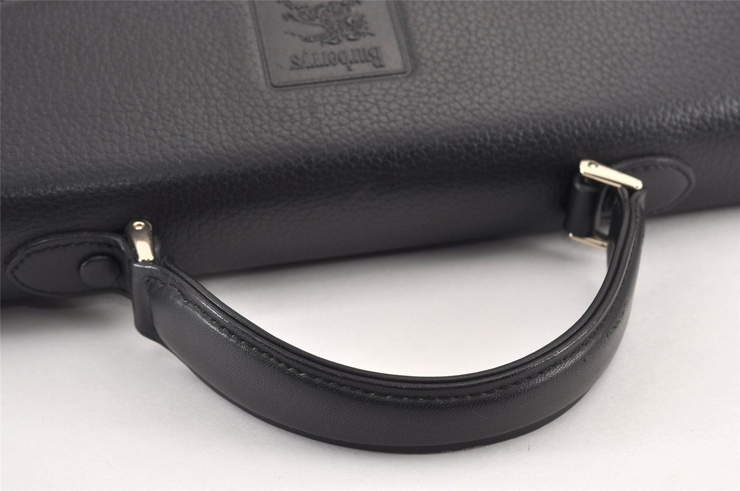 Authentic Burberrys Vintage Leather Hand Bag Purse Black 1840K