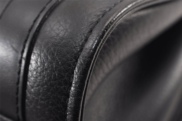 Authentic Burberrys Vintage Leather Hand Bag Purse Black 1840K