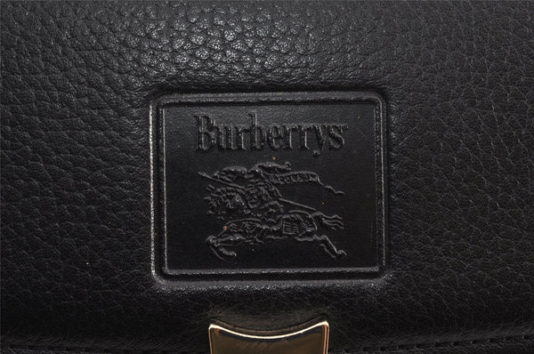 Authentic Burberrys Vintage Leather Hand Bag Purse Black 1840K