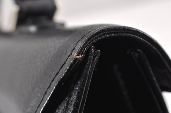 Authentic Burberrys Vintage Leather Hand Bag Purse Black 1840K