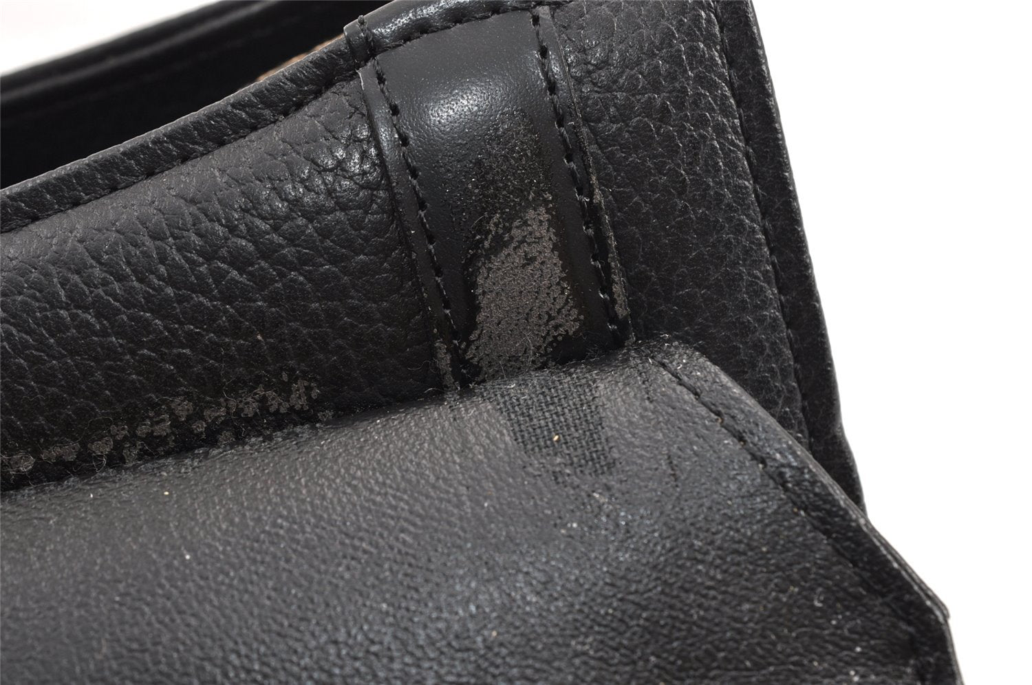 Authentic Burberrys Vintage Leather Hand Bag Purse Black 1840K