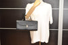 Authentic Burberrys Vintage Leather Hand Bag Purse Black 1840K