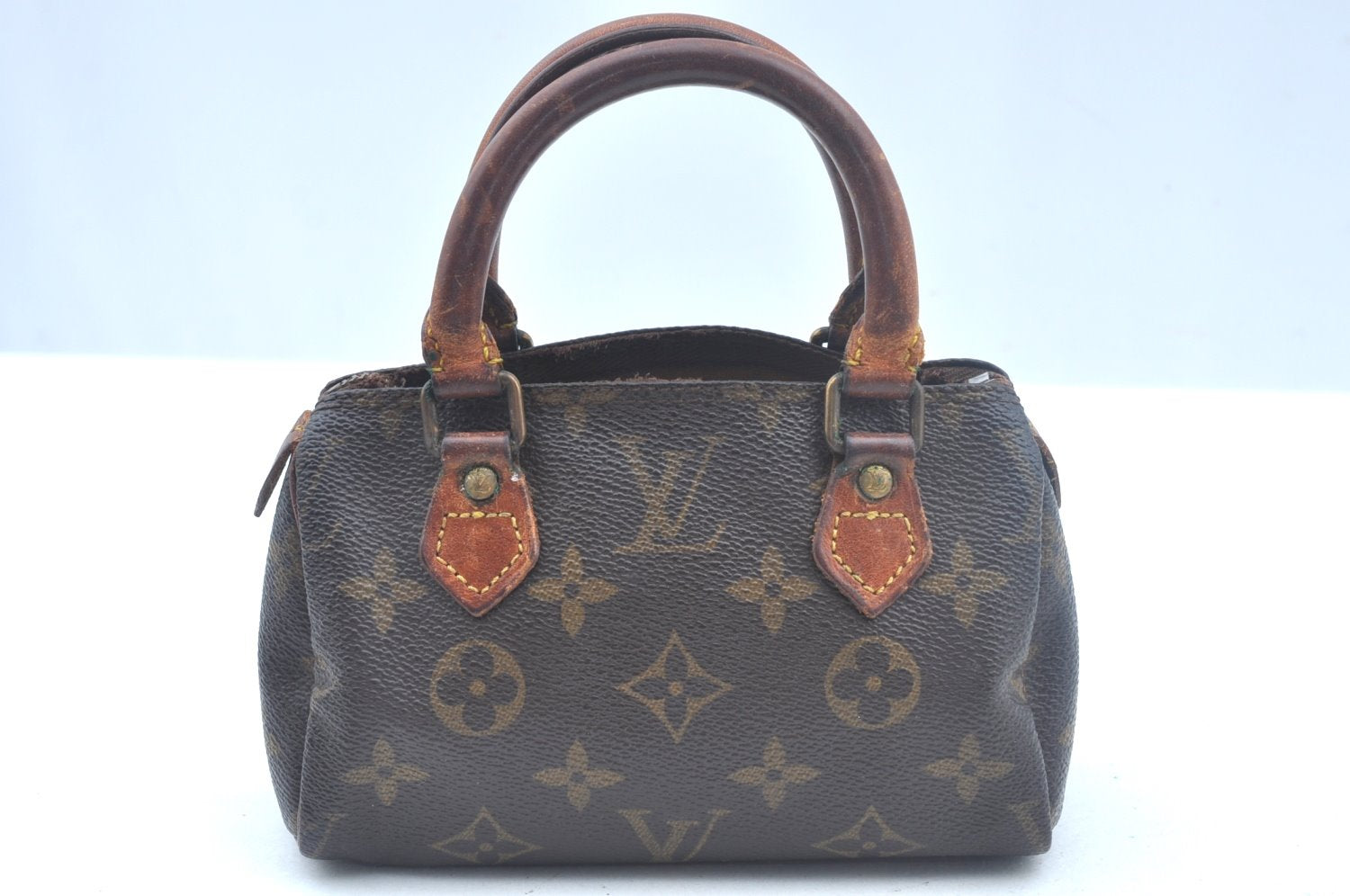 Authentic Louis Vuitton Monogram Mini Speedy Hand Bag Purse Old Model Junk 1841J