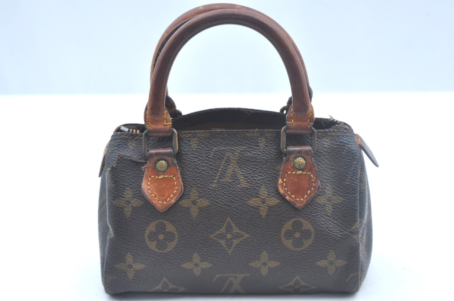 Authentic Louis Vuitton Monogram Mini Speedy Hand Bag Purse Old Model Junk 1841J