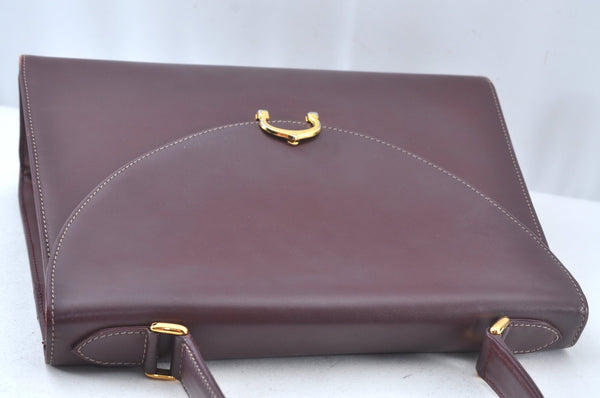 Authentic Cartier Vintage Must de Cartier Hand Bag Leather Bordeaux Red 1841K