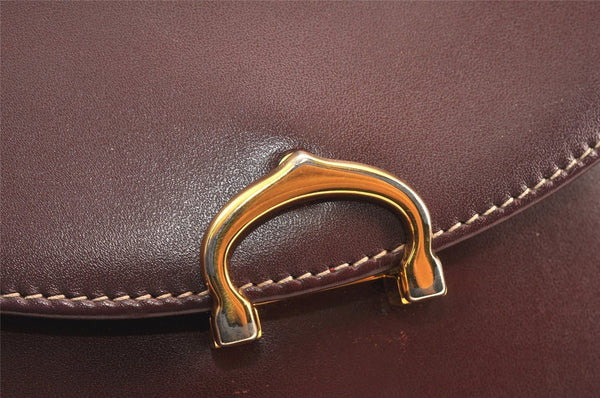 Authentic Cartier Vintage Must de Cartier Hand Bag Leather Bordeaux Red 1841K