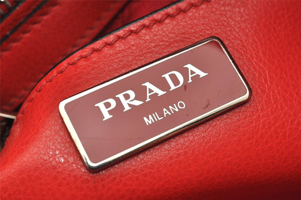 Authentic PRADA Vintage Leather Suede 2Way Shoulder Hand Bag Purse Red 1843K