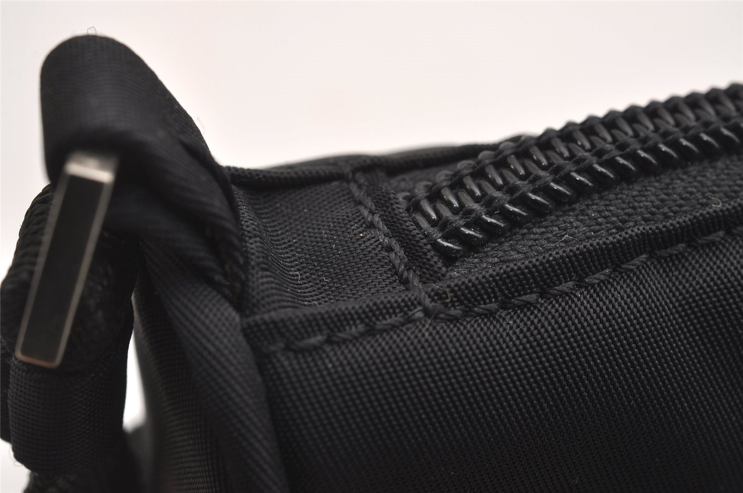 Authentic PRADA Vintage Nylon Tessuto Hand Bag Pouch Purse Black 1844I