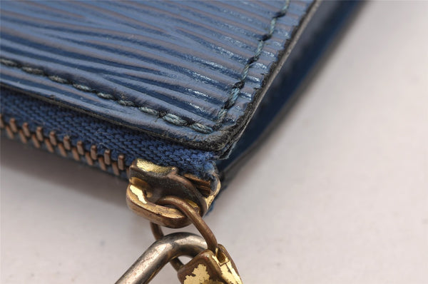 Authentic Louis Vuitton Epi Pochette Accessoires Pouch Blue M52945 LV 1845I