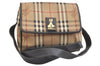 Authentic Burberrys Nova Check Shoulder Cross Body Bag PVC Leather Beige 1845K