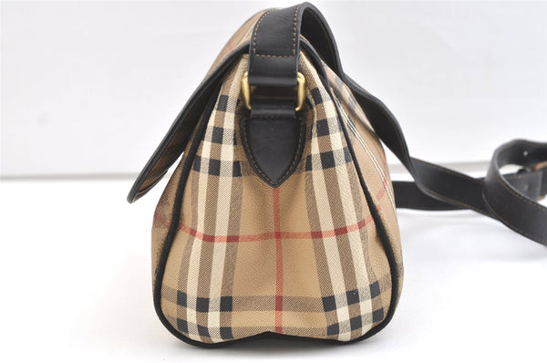 Authentic Burberrys Nova Check Shoulder Cross Body Bag PVC Leather Beige 1845K