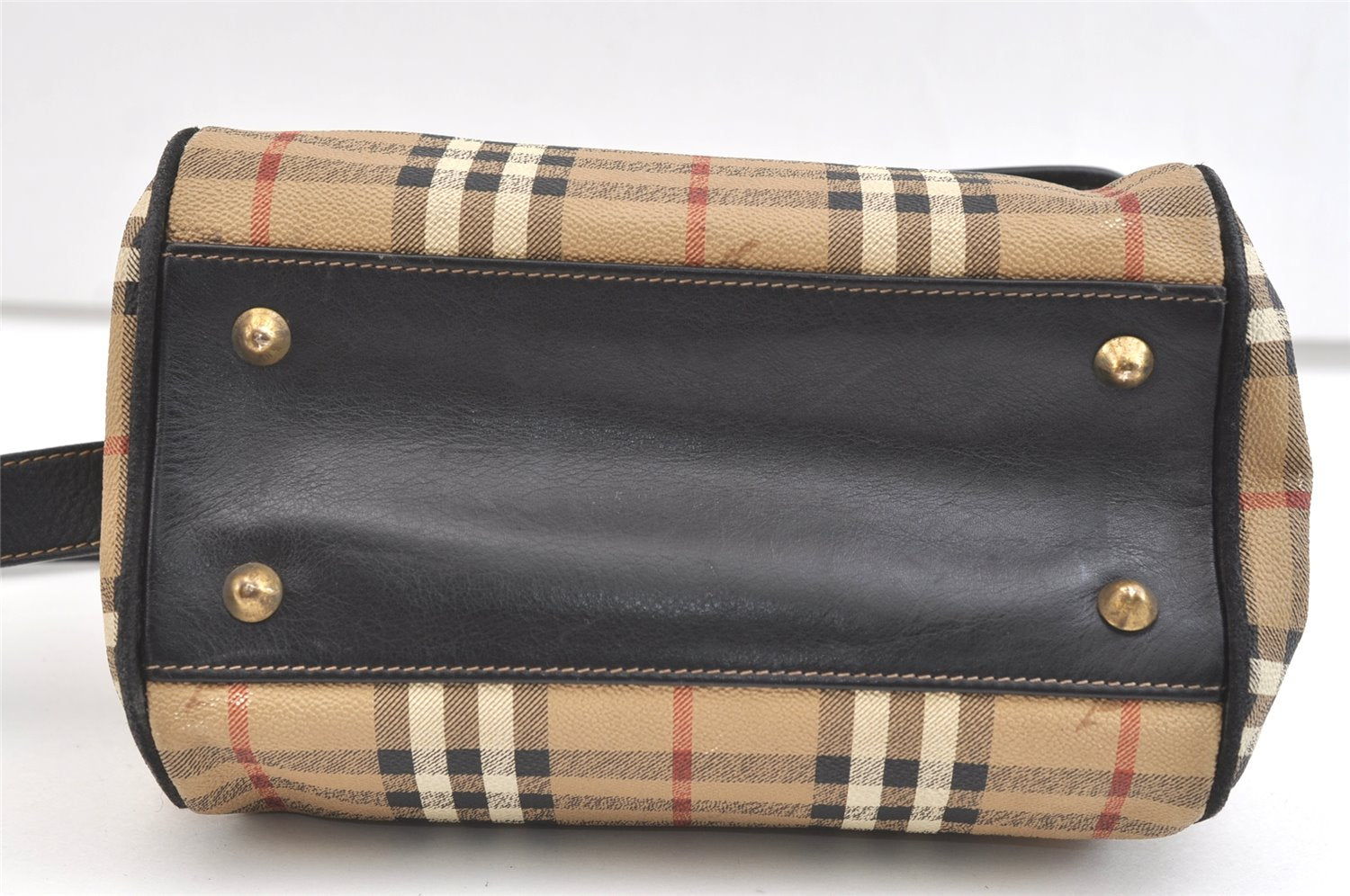 Authentic Burberrys Nova Check Shoulder Cross Body Bag PVC Leather Beige 1845K