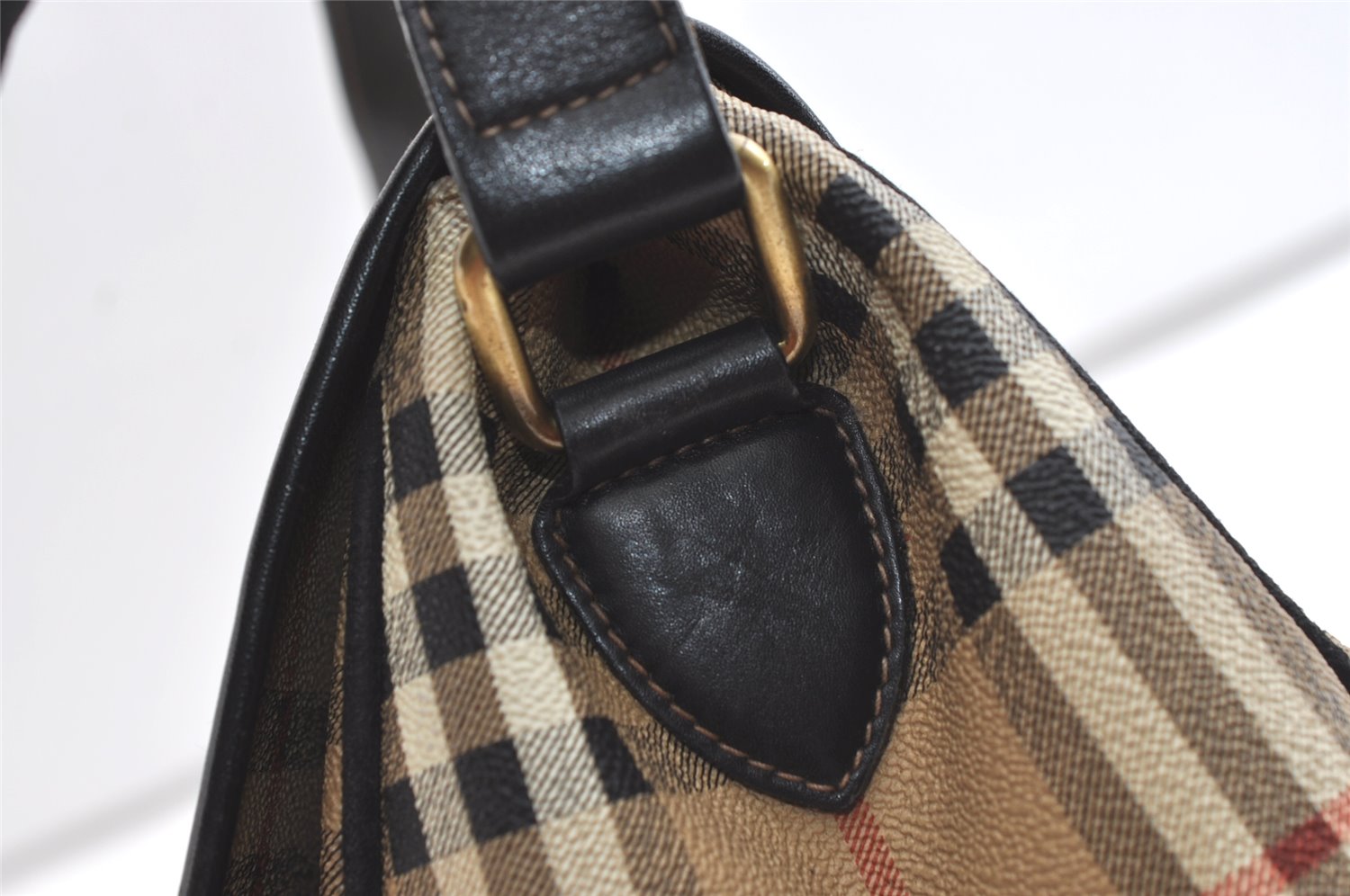 Authentic Burberrys Nova Check Shoulder Cross Body Bag PVC Leather Beige 1845K