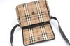 Authentic Burberrys Nova Check Shoulder Cross Body Bag PVC Leather Beige 1845K