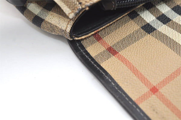 Authentic Burberrys Nova Check Shoulder Cross Body Bag PVC Leather Beige 1845K