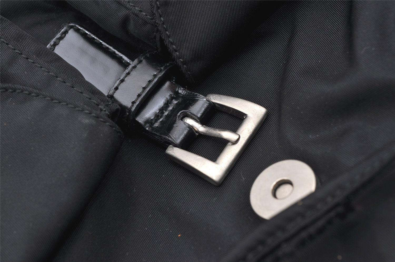Authentic PRADA Vintage Nylon Tessuto Leather Drawstring Backpack Black 1846I