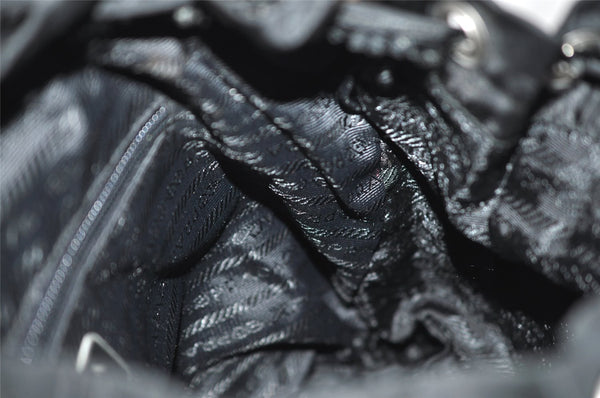 Authentic PRADA Vintage Nylon Tessuto Leather Drawstring Backpack Black 1846I