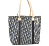 Authentic Christian Dior Trotter No.1 Shoulder Tote Bag PVC Enamel Navy 1846K