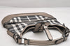 Authentic BURBERRY Check Shoulder Tote Bag Canvas Leather Gray 1847K