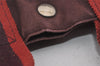 Authentic HERMES Fourre Tout PM Vintage Hand Tote Bag Canvas Wine Red 1849I