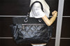 Authentic CHANEL Paris Biarritz MM Shoulder Tote Bag PVC Leather Black 1851K